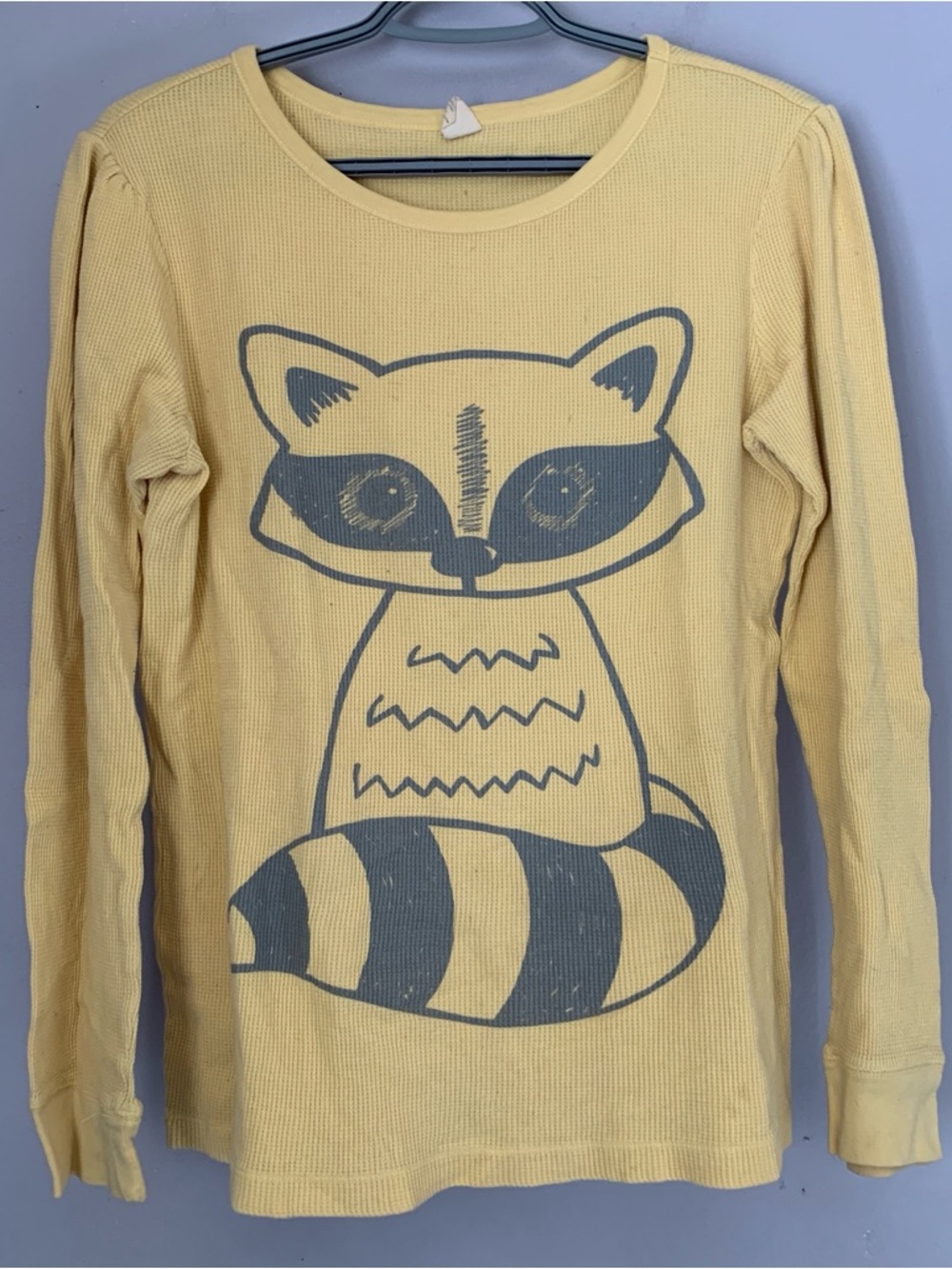 Old Navy Youth Size XXL (16) Yellow Raccoon Ribbed Shirt